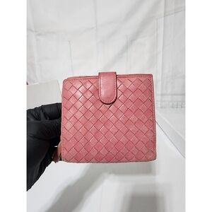 Bottega Veneta Pink Intrecciato Leather Wallet